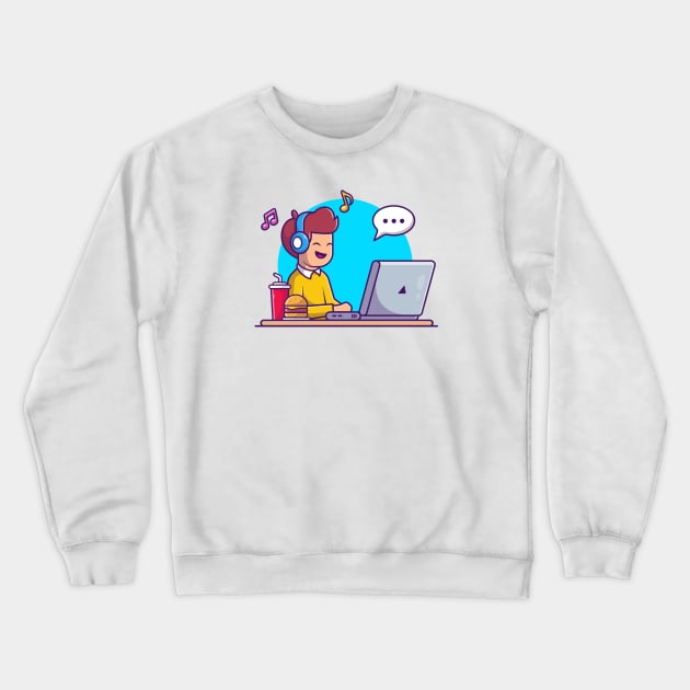 Male listening music cartoon Crewneck Sweatshirt by Catalyst Labs